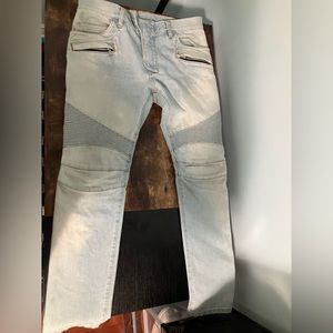 balmain blue biker spray jeans in 151 lt blue 34 M